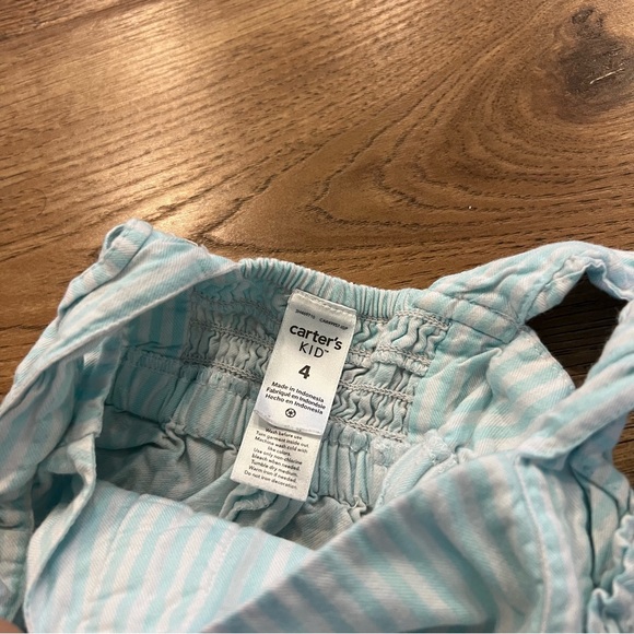 Carters Girls Blue & White Stripe Tank Top Jumpsuit - Picture 3 of 3